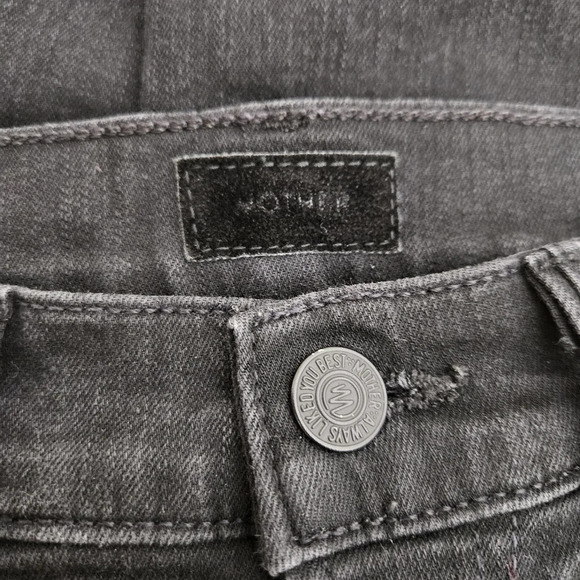Mother Insider Crop Step Fray Jeans Not Guilty Black Mid Rise Denim - Picture 6 of 9